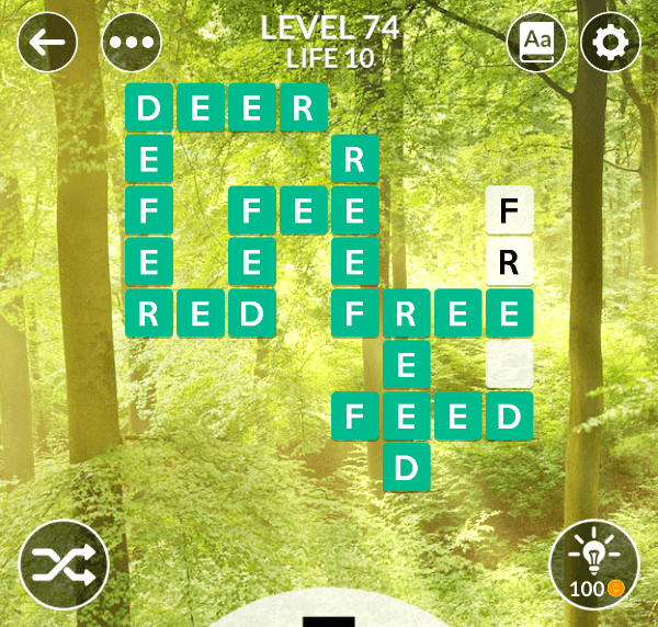 Wordscapes level 74