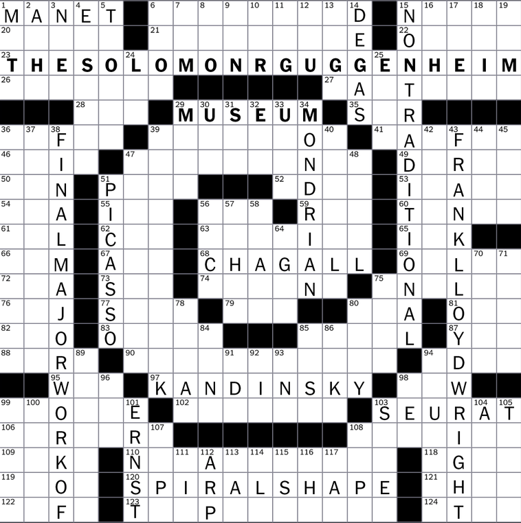 Exemple of museum themed crossword